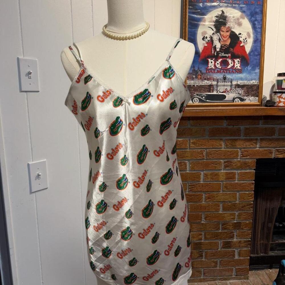 University of Florida UF Gators silk slip dress with lace detail size large